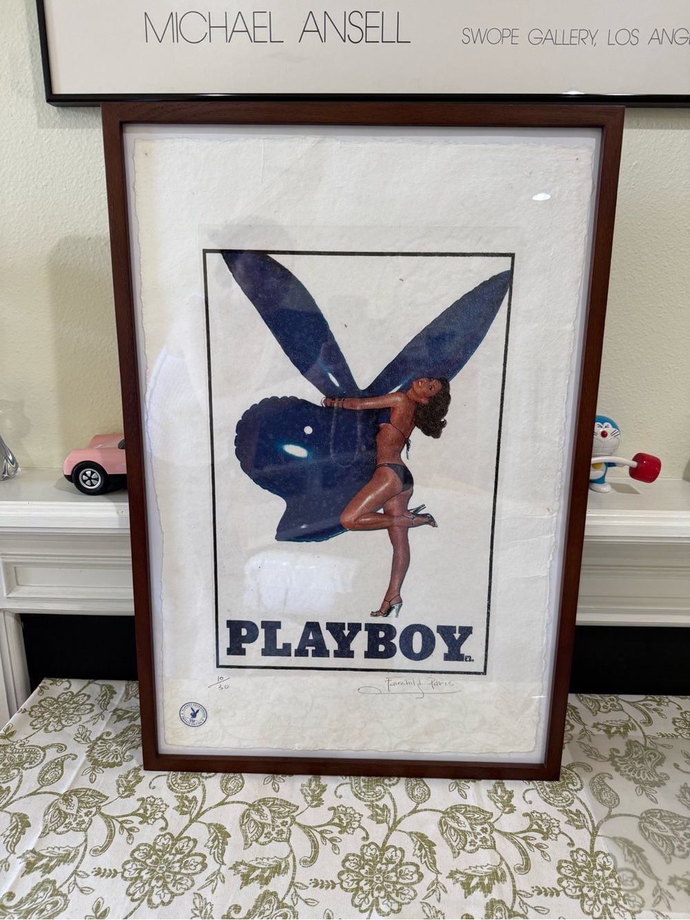 PLAYBOY Art Poster – Navy Blue and Brown Figure